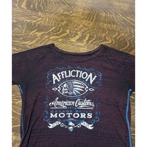 Affliction Y2K Thermal Shirt Womens XL Burgundy Skull Headdress Long Sleeve